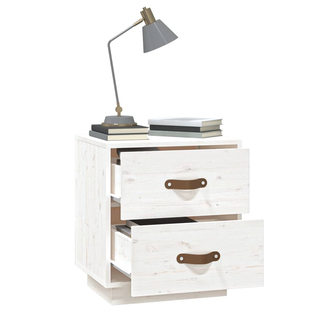  vidaXL Szafka nocna, biała, 40x34x45 cm, lite drewno sosnowe