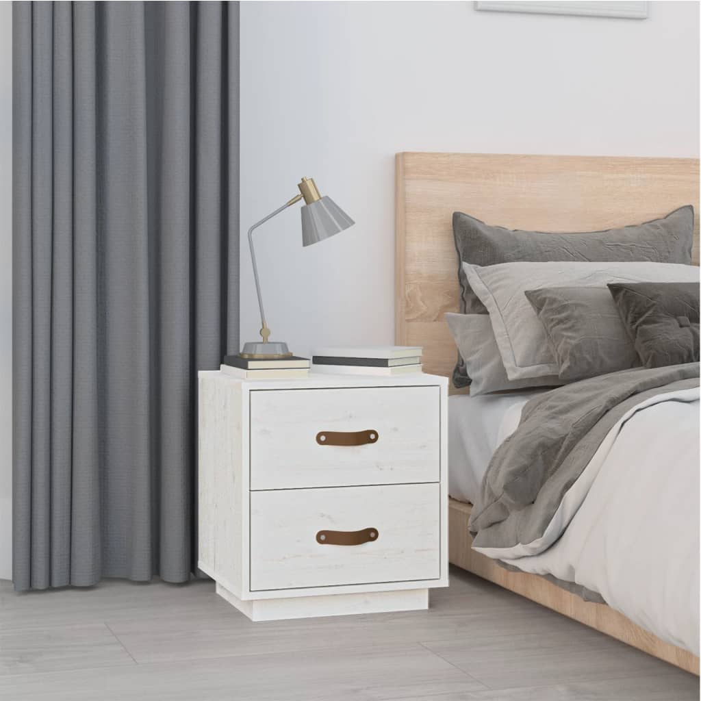  vidaXL Szafki nocne, 2 szt., białe, 40x34x45 cm, lite drewno sosnowe