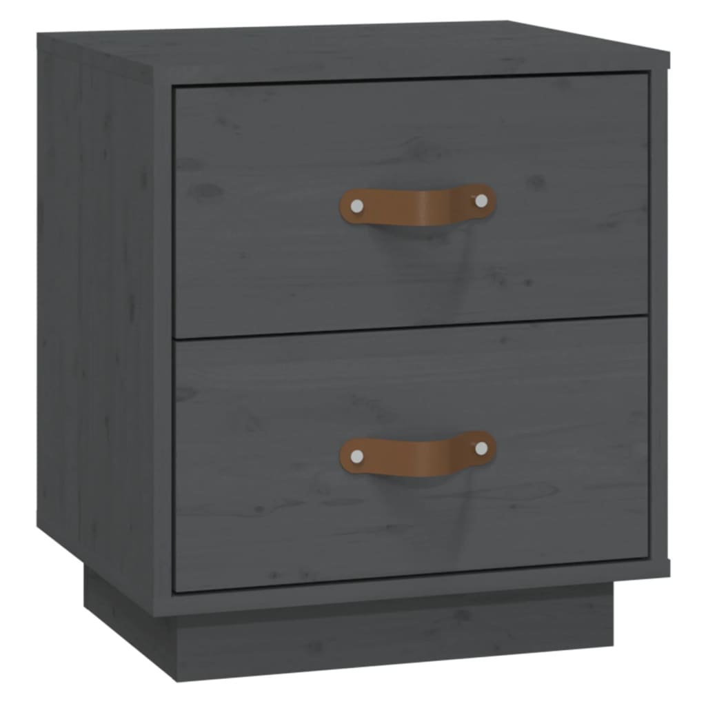  vidaXL Szafki nocne, 2 szt., szare, 40x34x45 cm, lite drewno sosnowe