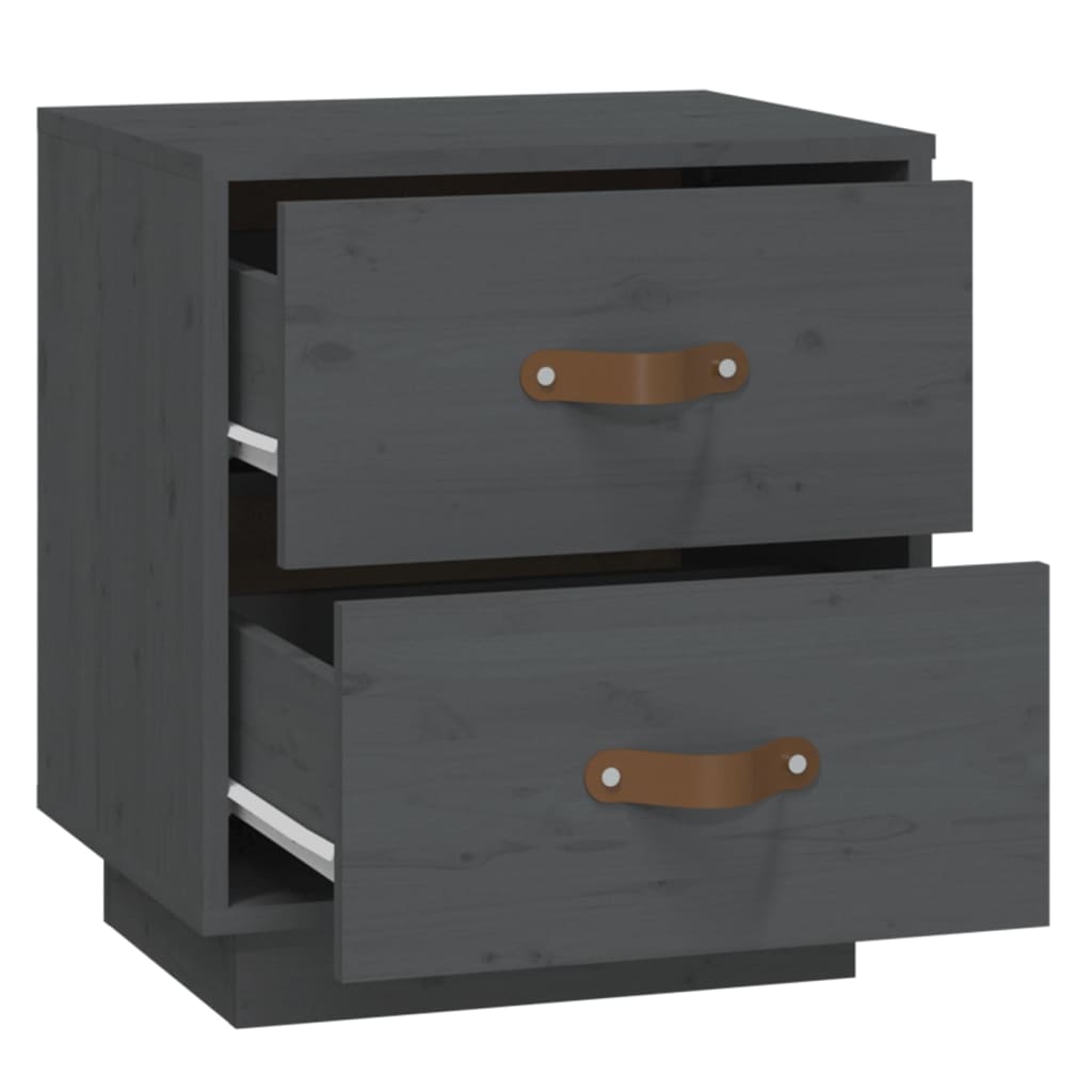  vidaXL Szafki nocne, 2 szt., szare, 40x34x45 cm, lite drewno sosnowe