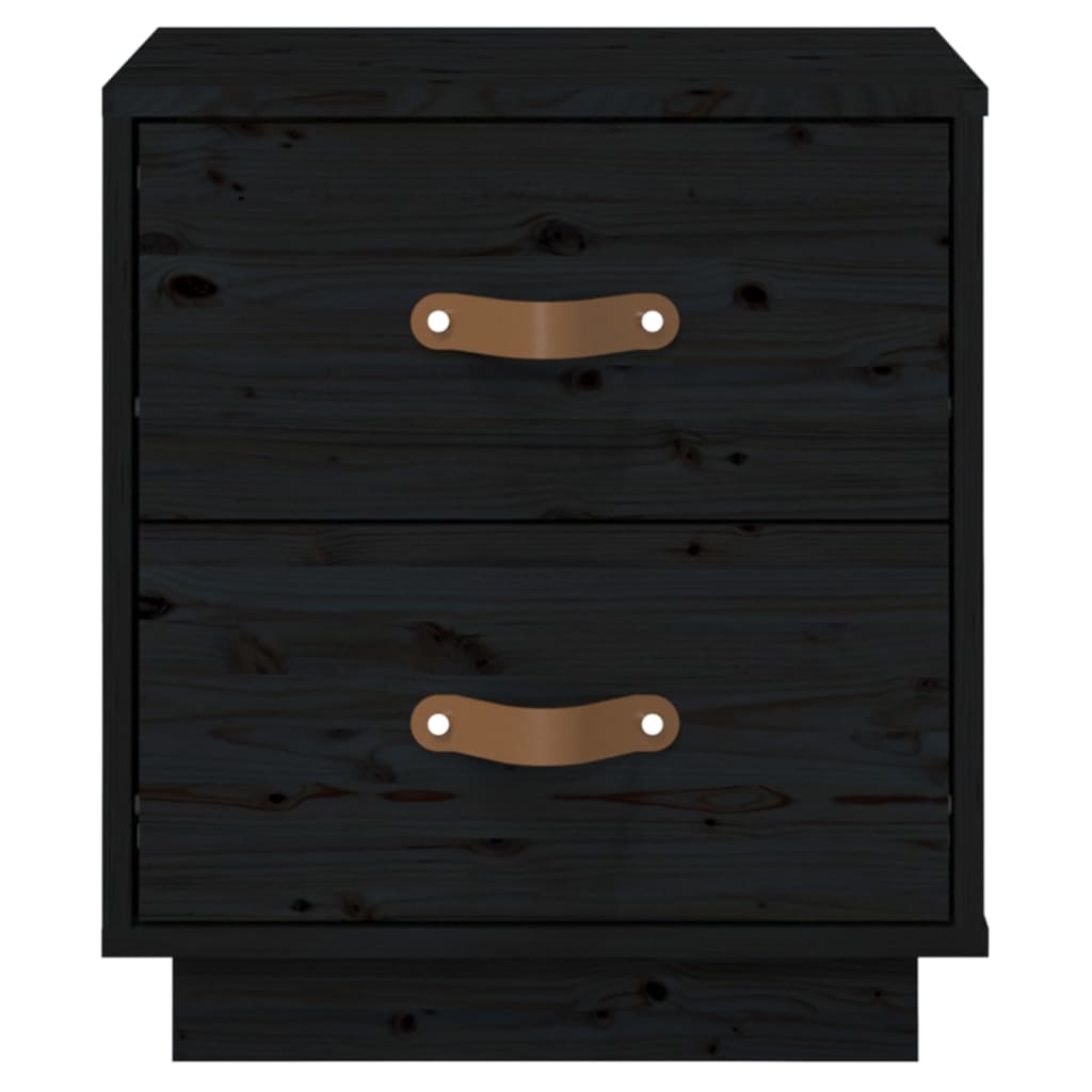  vidaXL Szafki nocne, 2 szt., czarne, 40x34x45 cm, lite drewno sosnowe