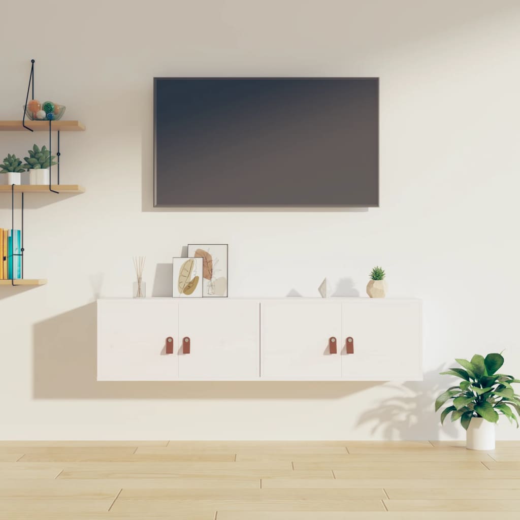 vidaXL Szafki ścienne, 2 szt., białe, 60x30x30 cm, lite drewno sosnowe
