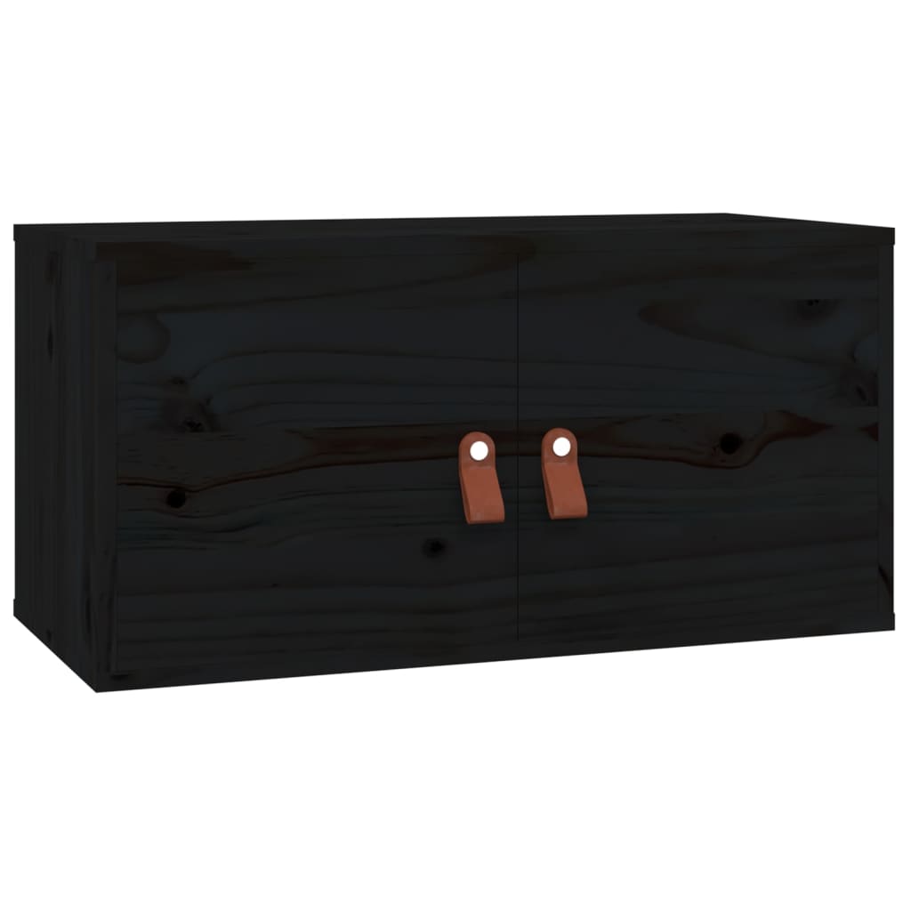 vidaXL Szafki ścienne, 2 szt, czarne, 60x30x30 cm, lite drewno sosnowe