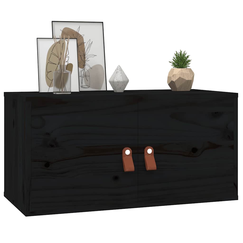 vidaXL Szafki ścienne, 2 szt, czarne, 60x30x30 cm, lite drewno sosnowe