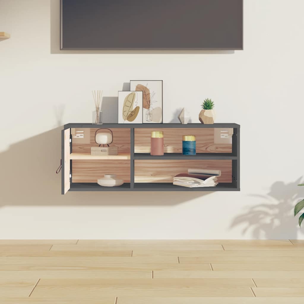 vidaXL Szafka ścienna, szara, 80x30x30 cm, lite drewno sosnowe