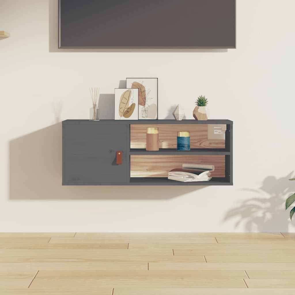 vidaXL Szafka ścienna, szara, 80x30x30 cm, lite drewno sosnowe