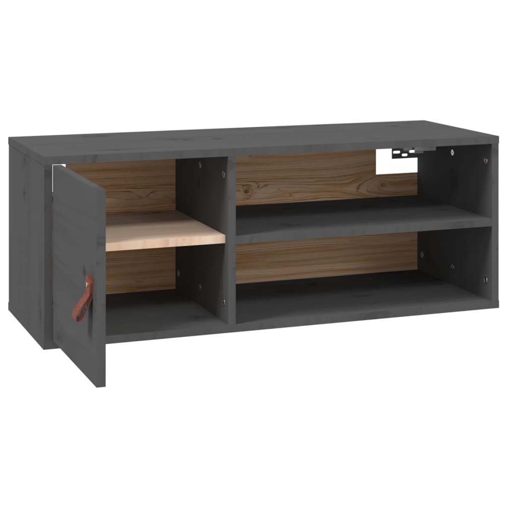 vidaXL Szafki ścienne, 2 szt., szare, 80x30x30 cm, lite drewno sosnowe