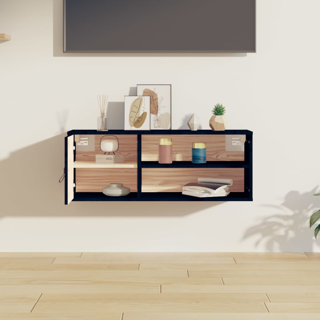 vidaXL Szafka ścienna, czarna, 80x30x30 cm, lite drewno sosnowe