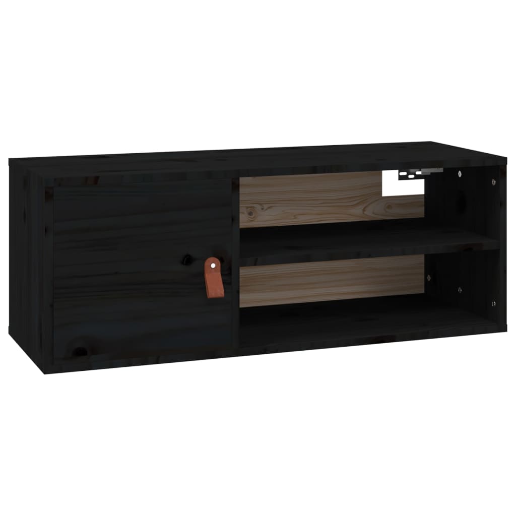 vidaXL Szafki ścienne, 2 szt., czarne 80x30x30 cm, lite drewno sosnowe