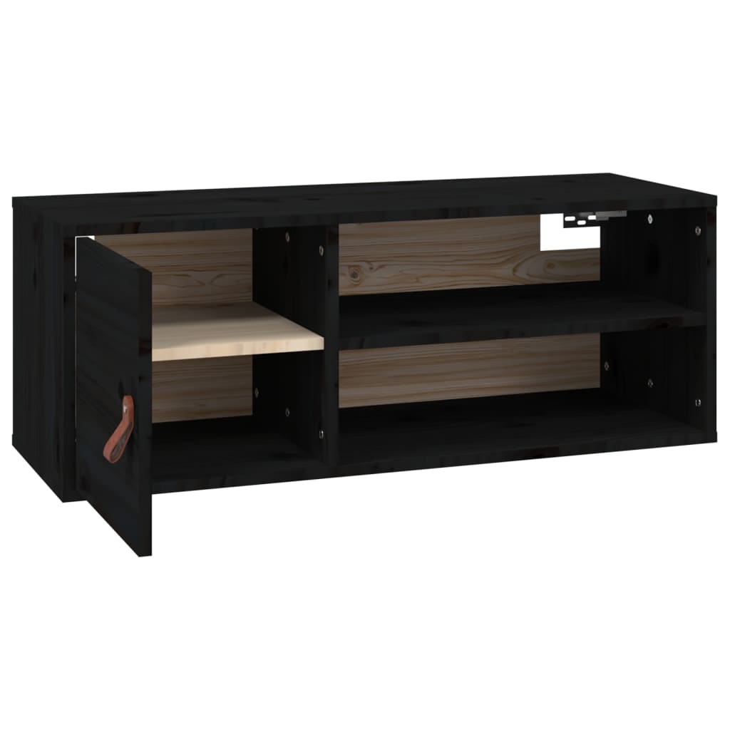 vidaXL Szafki ścienne, 2 szt., czarne 80x30x30 cm, lite drewno sosnowe
