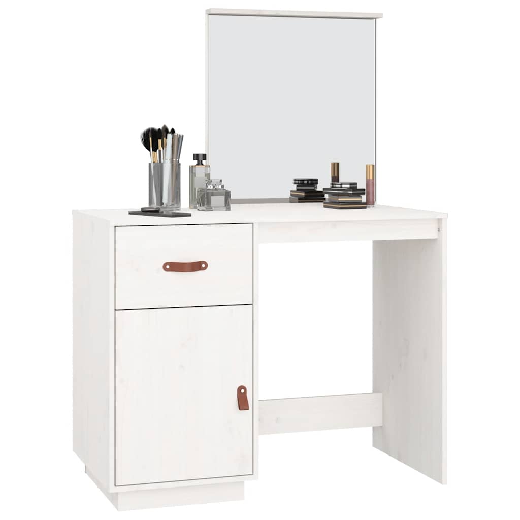 vidaXL Toaletka, biała, 95x50x134 cm, lite drewno sosnowe