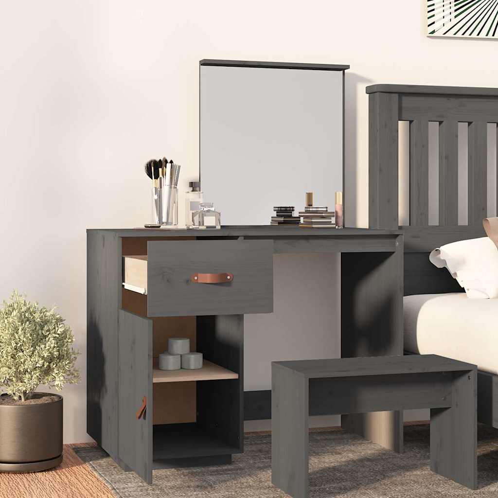 vidaXL Toaletka, szara, 95x50x134 cm, lite drewno sosnowe