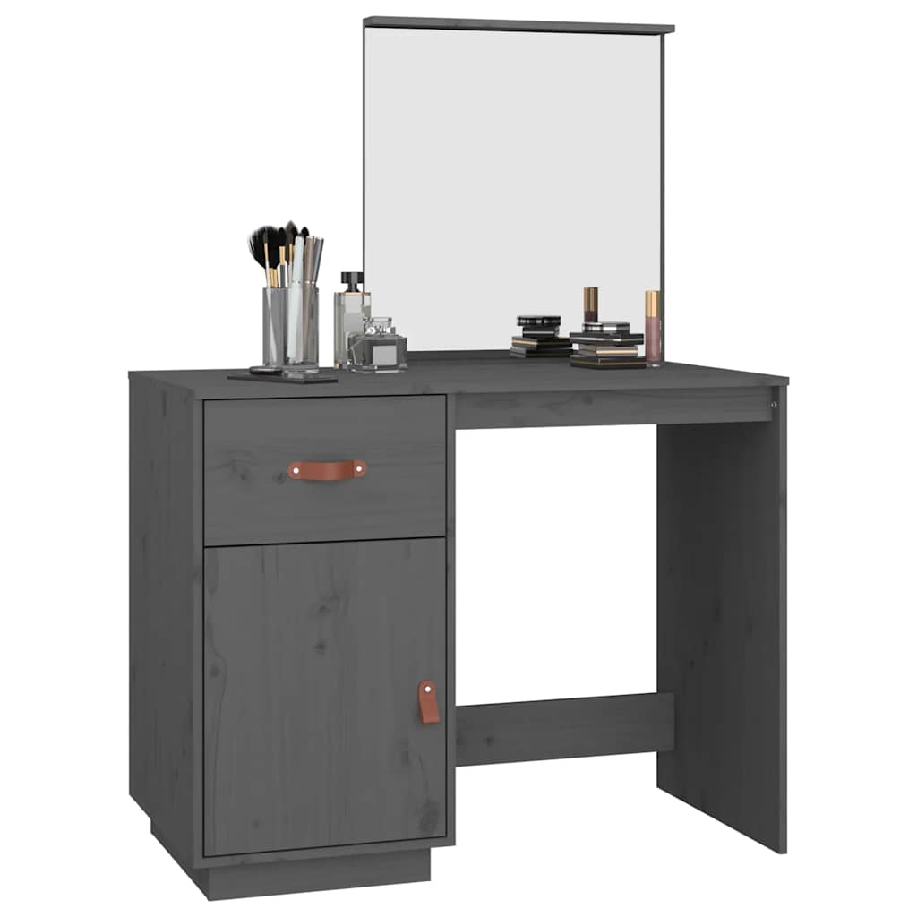 vidaXL Toaletka, szara, 95x50x134 cm, lite drewno sosnowe