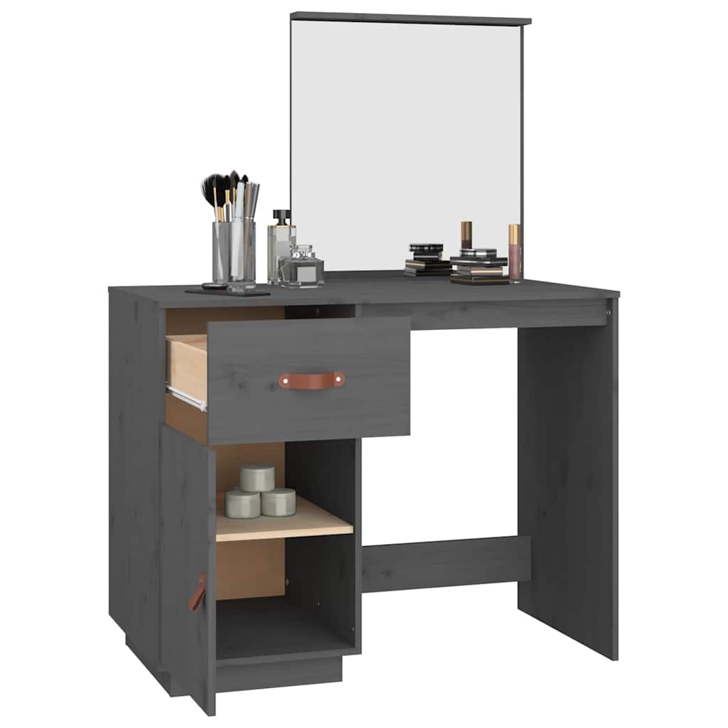 vidaXL Toaletka, szara, 95x50x134 cm, lite drewno sosnowe