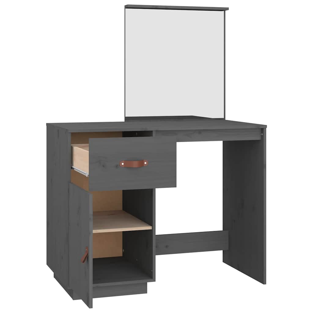 vidaXL Toaletka, szara, 95x50x134 cm, lite drewno sosnowe
