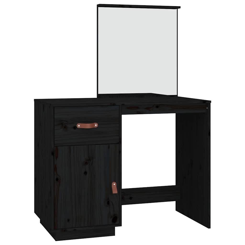 vidaXL Toaletka, czarna, 95x50x134 cm, lite drewno sosnowe
