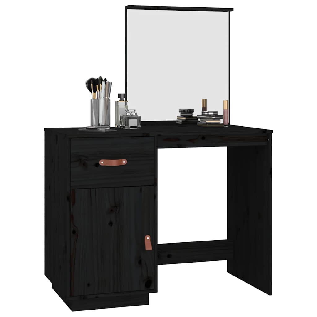 vidaXL Toaletka, czarna, 95x50x134 cm, lite drewno sosnowe