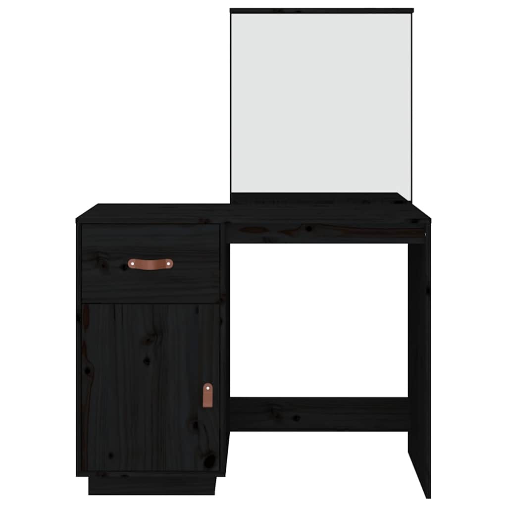 vidaXL Toaletka, czarna, 95x50x134 cm, lite drewno sosnowe