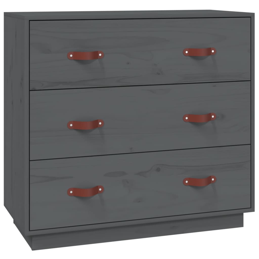 vidaXL Komoda, szara, 80x40x75 cm, lite drewno sosnowe