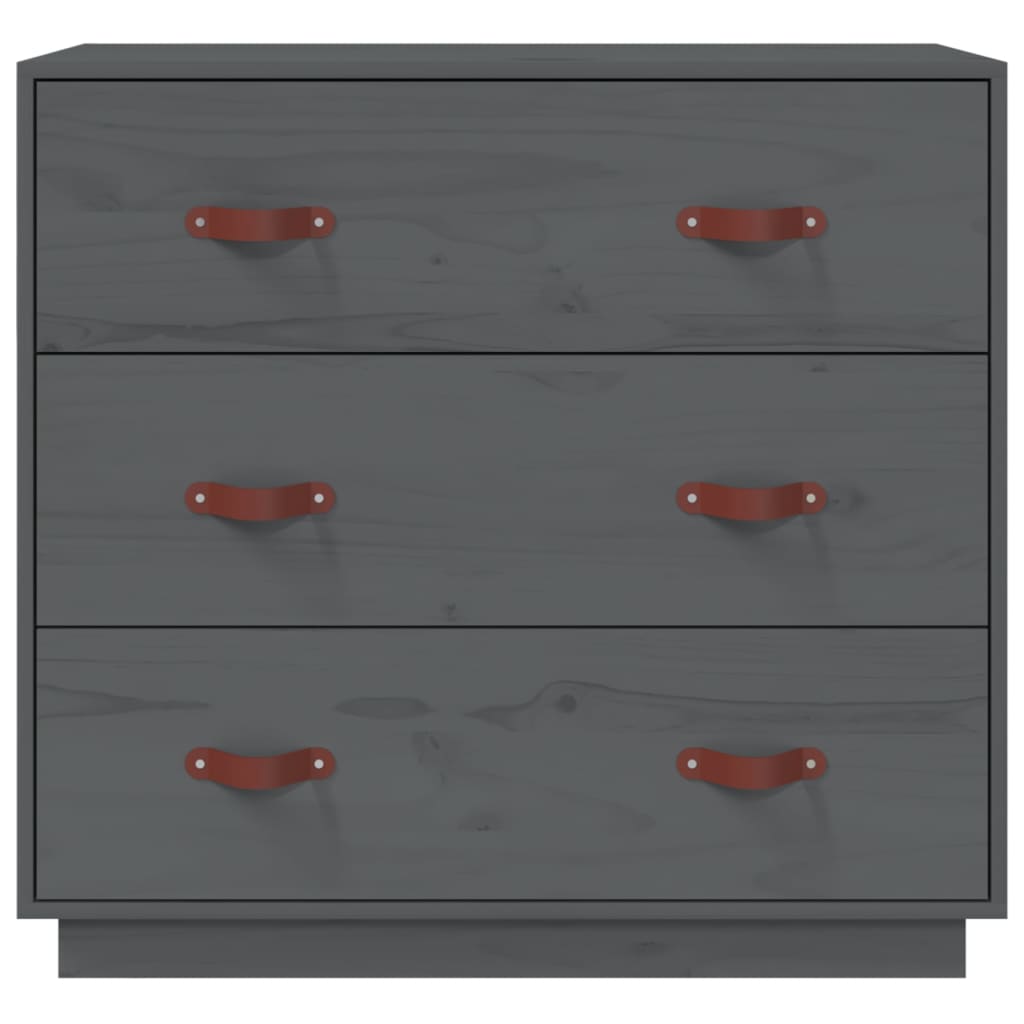 vidaXL Komoda, szara, 80x40x75 cm, lite drewno sosnowe