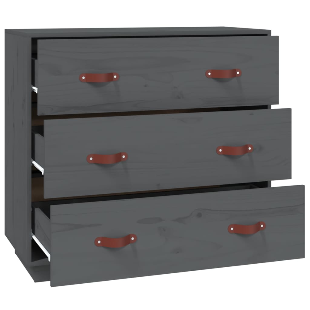 vidaXL Komoda, szara, 80x40x75 cm, lite drewno sosnowe