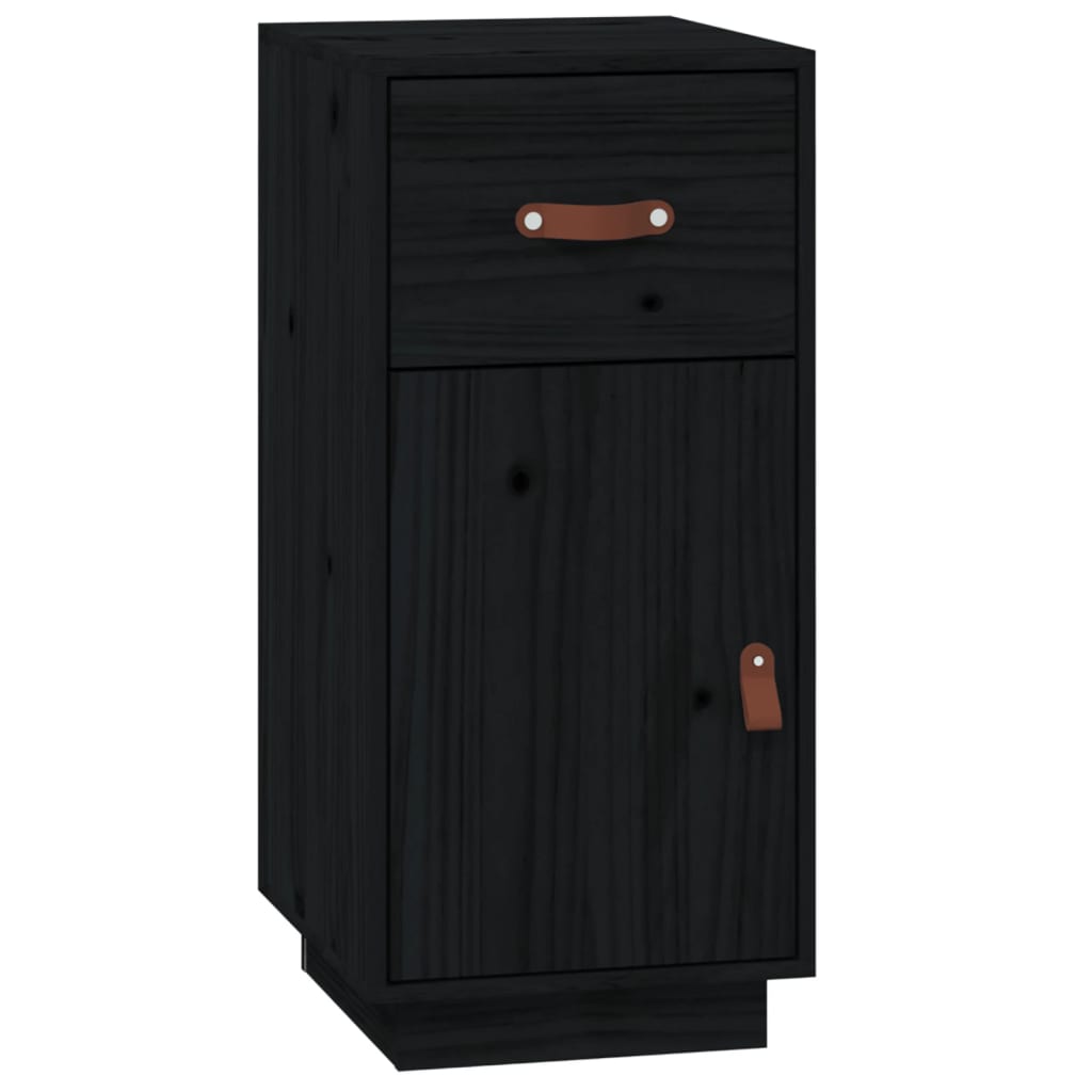 vidaXL Szafka, czarna, 34x40x75 cm, lite drewno sosnowe
