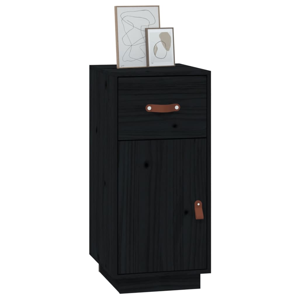 vidaXL Szafka, czarna, 34x40x75 cm, lite drewno sosnowe