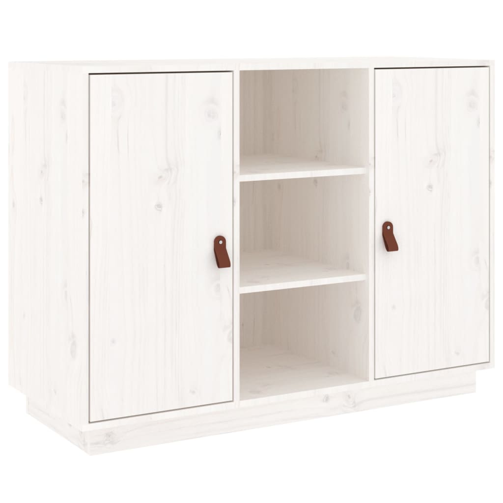 vidaXL Komoda, biała, 100x40x75 cm, lite drewno sosnowe