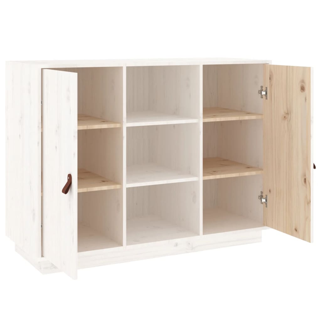 vidaXL Komoda, biała, 100x40x75 cm, lite drewno sosnowe