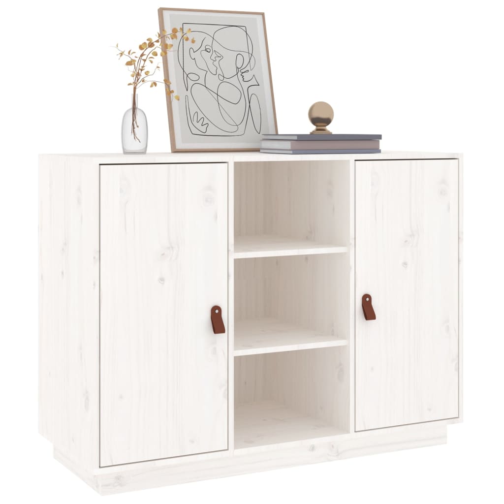 vidaXL Komoda, biała, 100x40x75 cm, lite drewno sosnowe