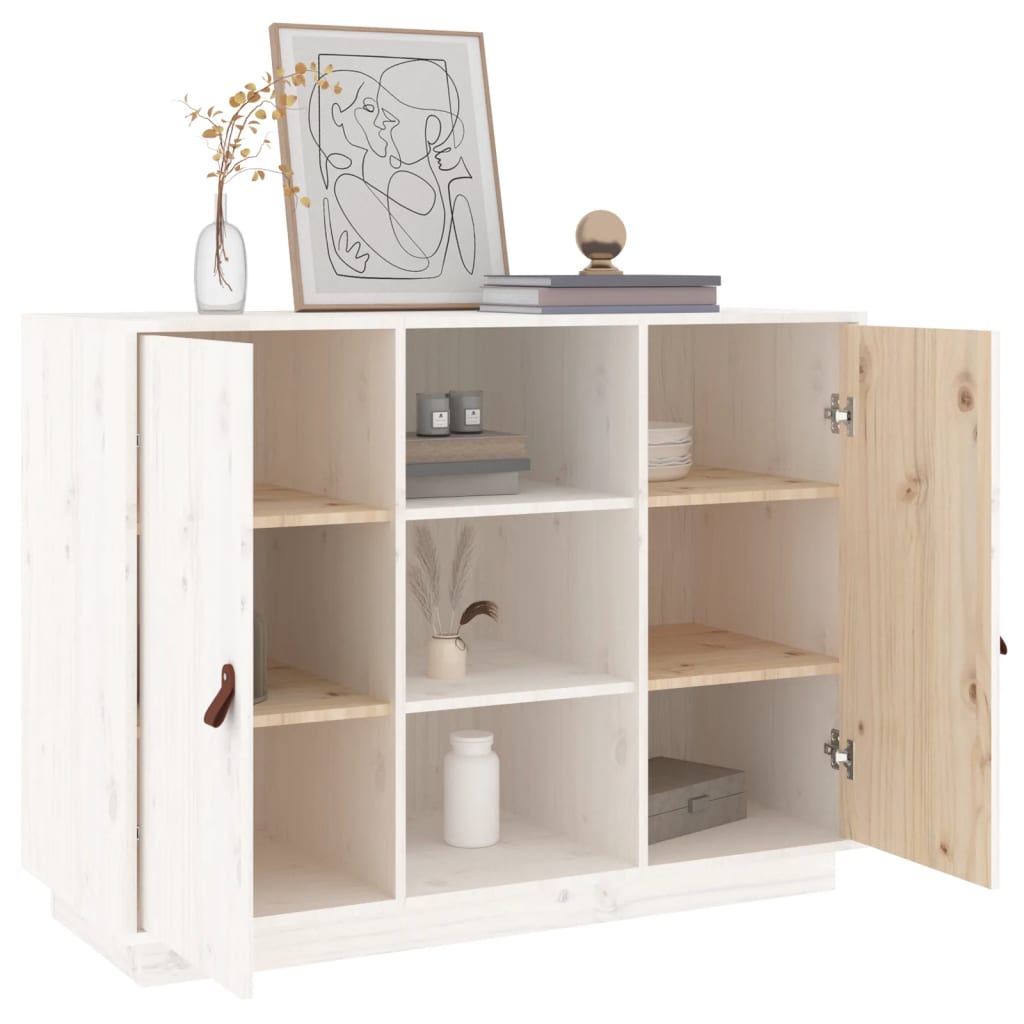vidaXL Komoda, biała, 100x40x75 cm, lite drewno sosnowe