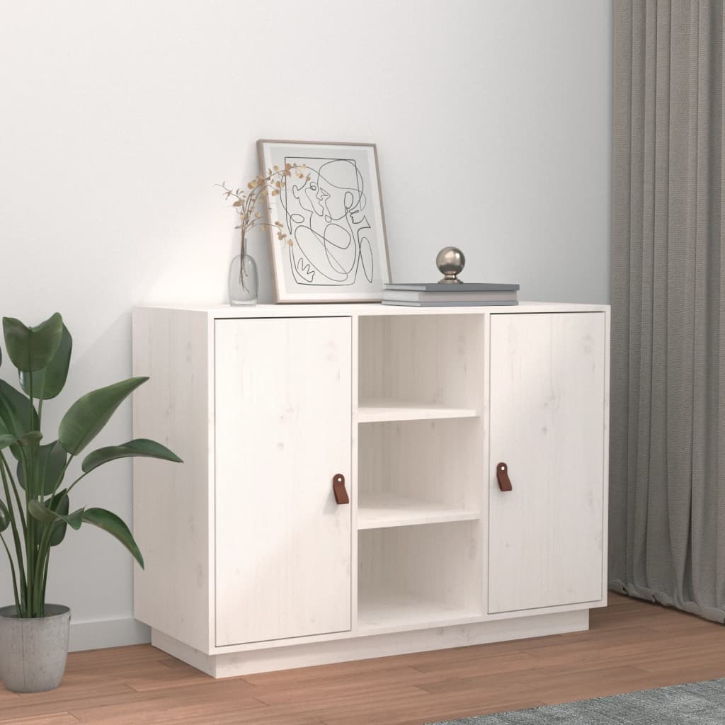 vidaXL Komoda, biała, 100x40x75 cm, lite drewno sosnowe