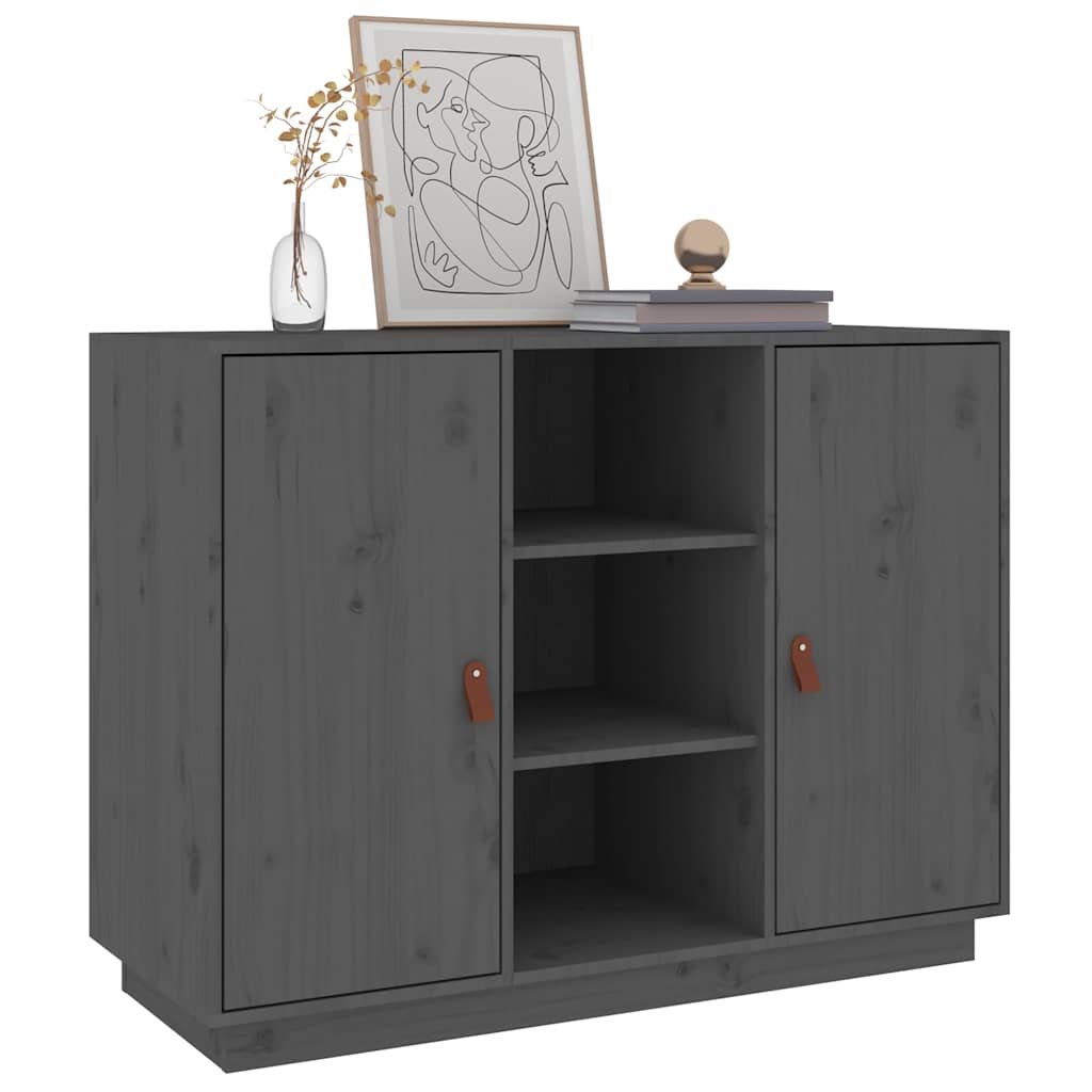vidaXL Komoda, szara, 100x40x75 cm, lite drewno sosnowe