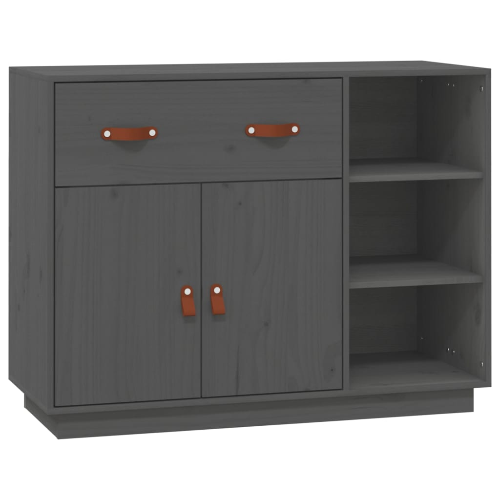 vidaXL Szafka, szara, 98,5x40x75 cm, lite drewno sosnowe