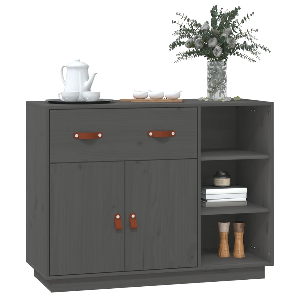 vidaXL Szafka, szara, 98,5x40x75 cm, lite drewno sosnowe