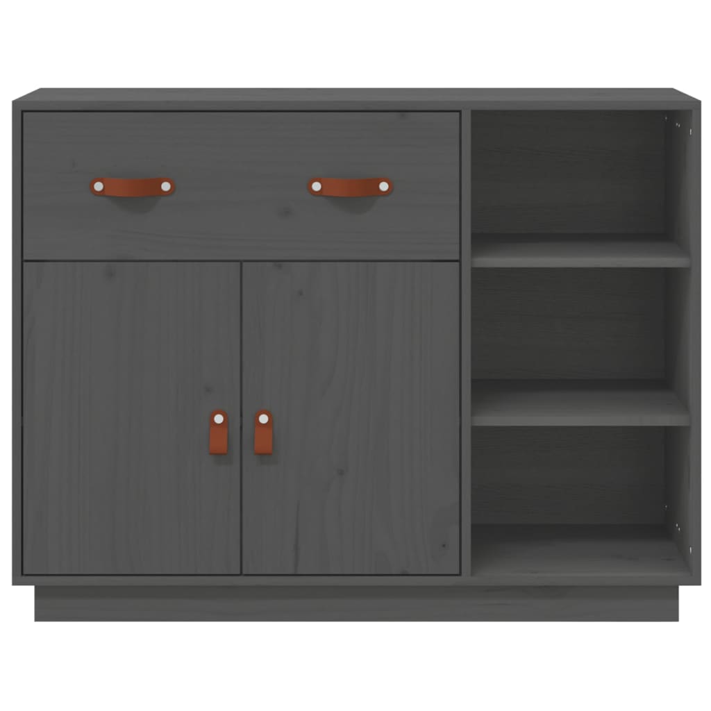 vidaXL Szafka, szara, 98,5x40x75 cm, lite drewno sosnowe