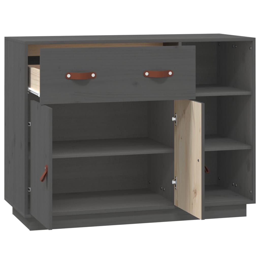 vidaXL Szafka, szara, 98,5x40x75 cm, lite drewno sosnowe