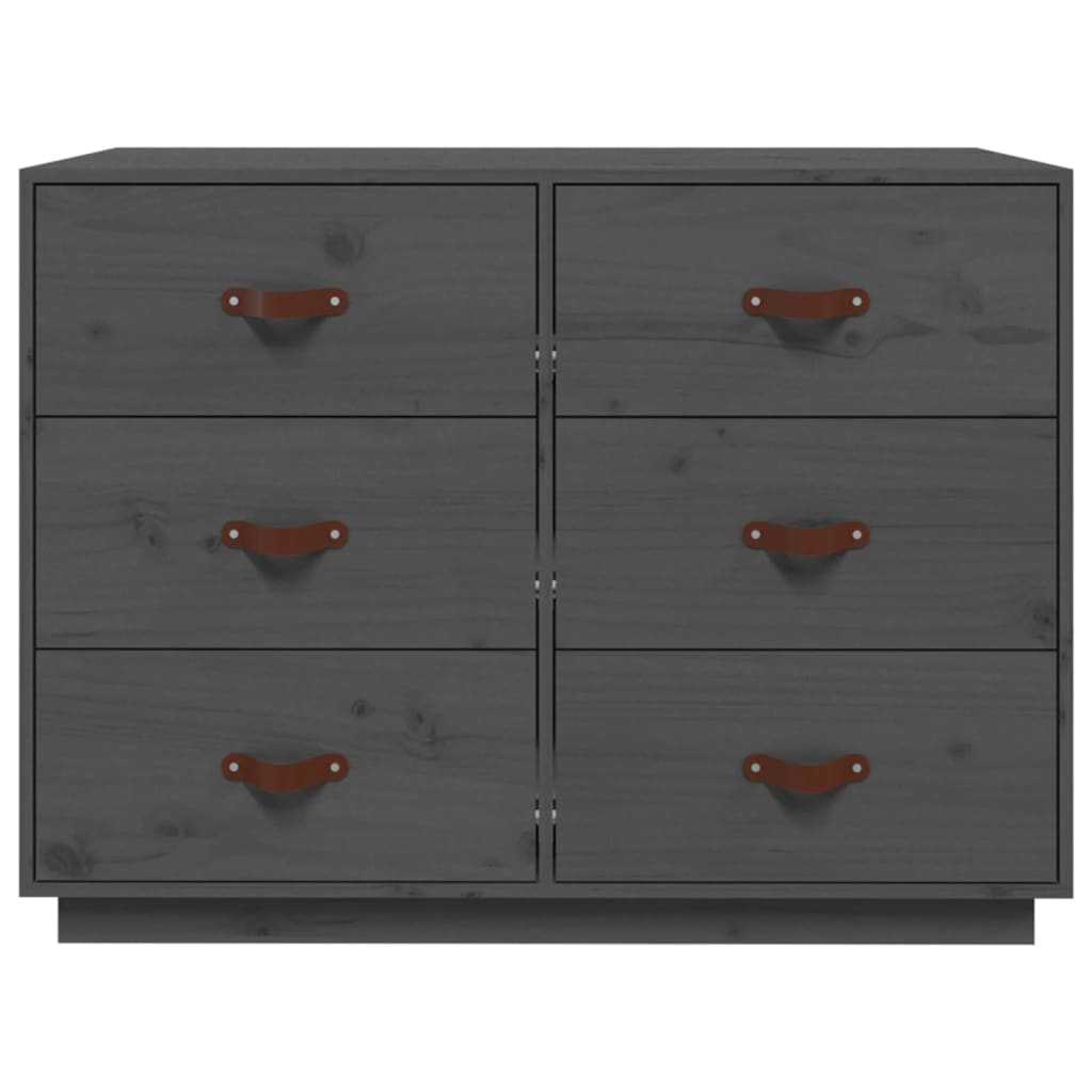 vidaXL Komoda, szara, 100x40x75 cm, lite drewno sosnowe