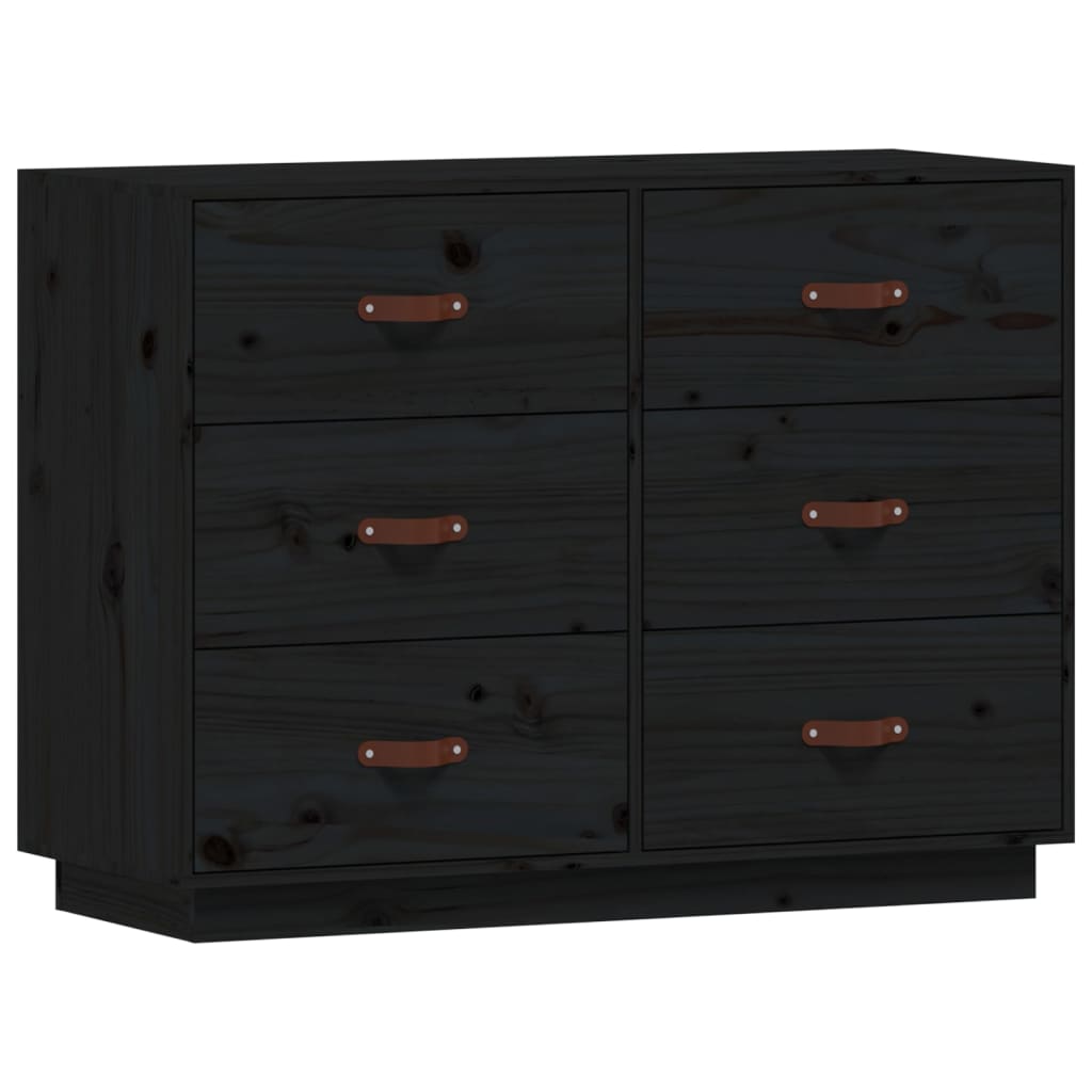 vidaXL Komoda, czarna, 100x40x75 cm, lite drewno sosnowe