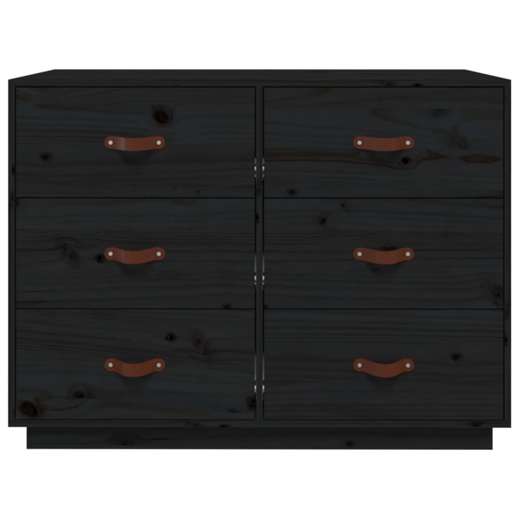 vidaXL Komoda, czarna, 100x40x75 cm, lite drewno sosnowe