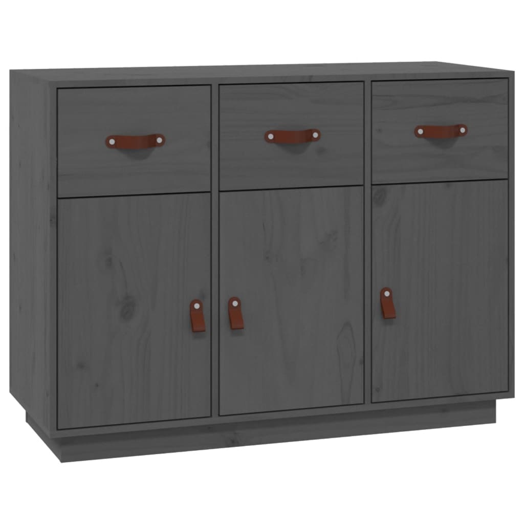 vidaXL Komoda, szara, 100x40x75 cm, lite drewno sosnowe