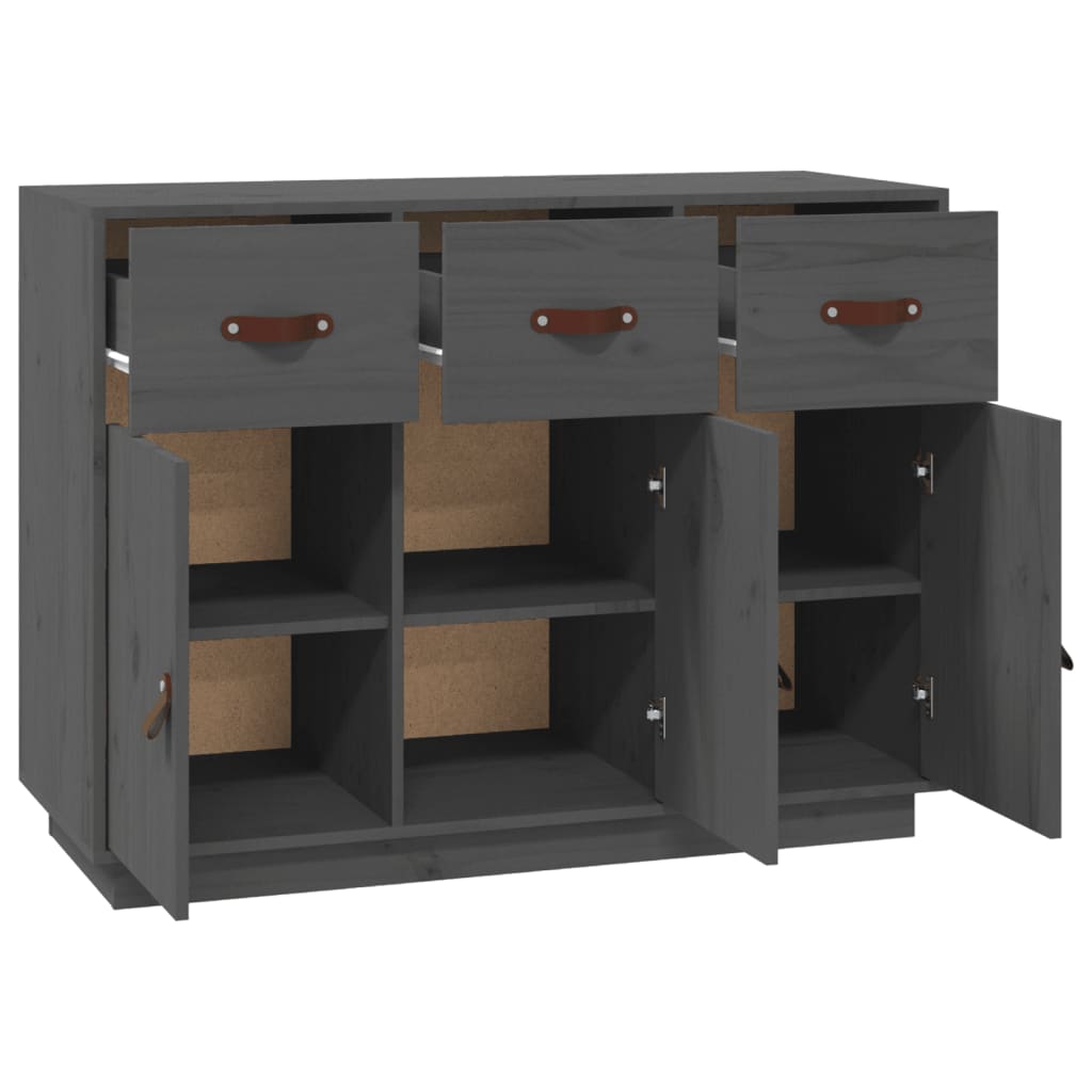 vidaXL Komoda, szara, 100x40x75 cm, lite drewno sosnowe