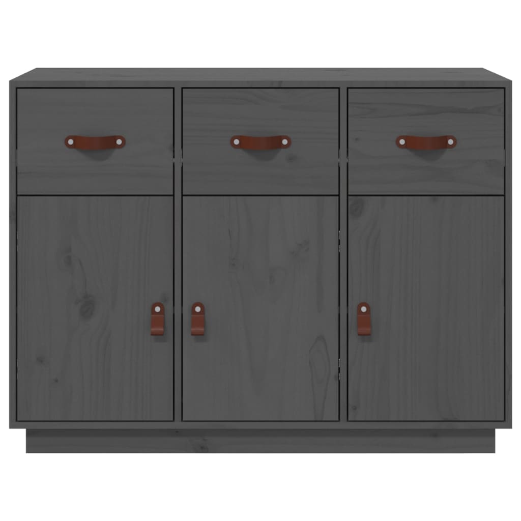 vidaXL Komoda, szara, 100x40x75 cm, lite drewno sosnowe