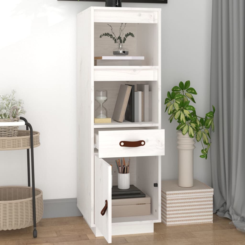 vidaXL Szafka, biała, 34x40x108,5 cm, lite drewno sosnowe