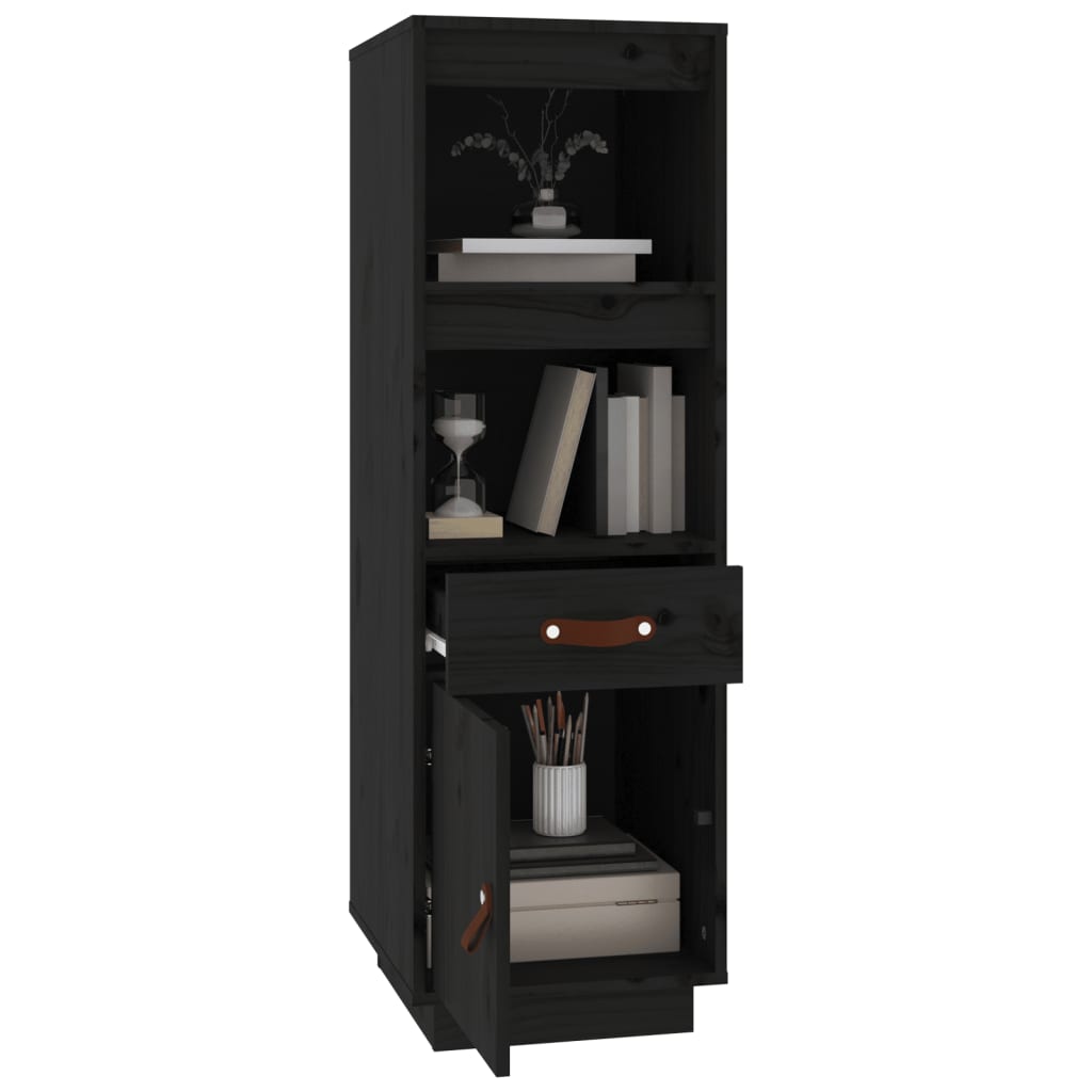 vidaXL Kredens, czarny, 34x40x108,5 cm, lite drewno sosnowe