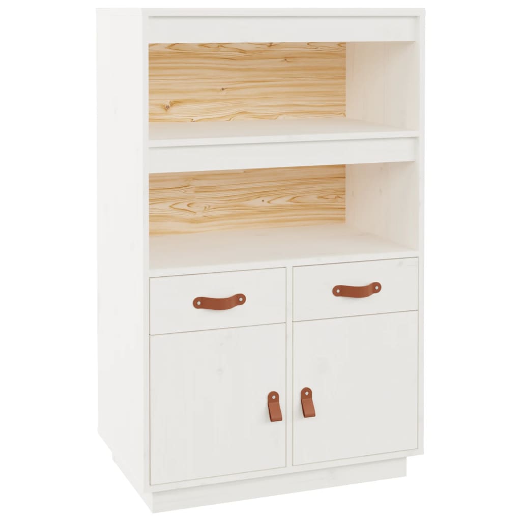 vidaXL Szafka, biała, 67x40x108,5 cm, lite drewno sosnowe