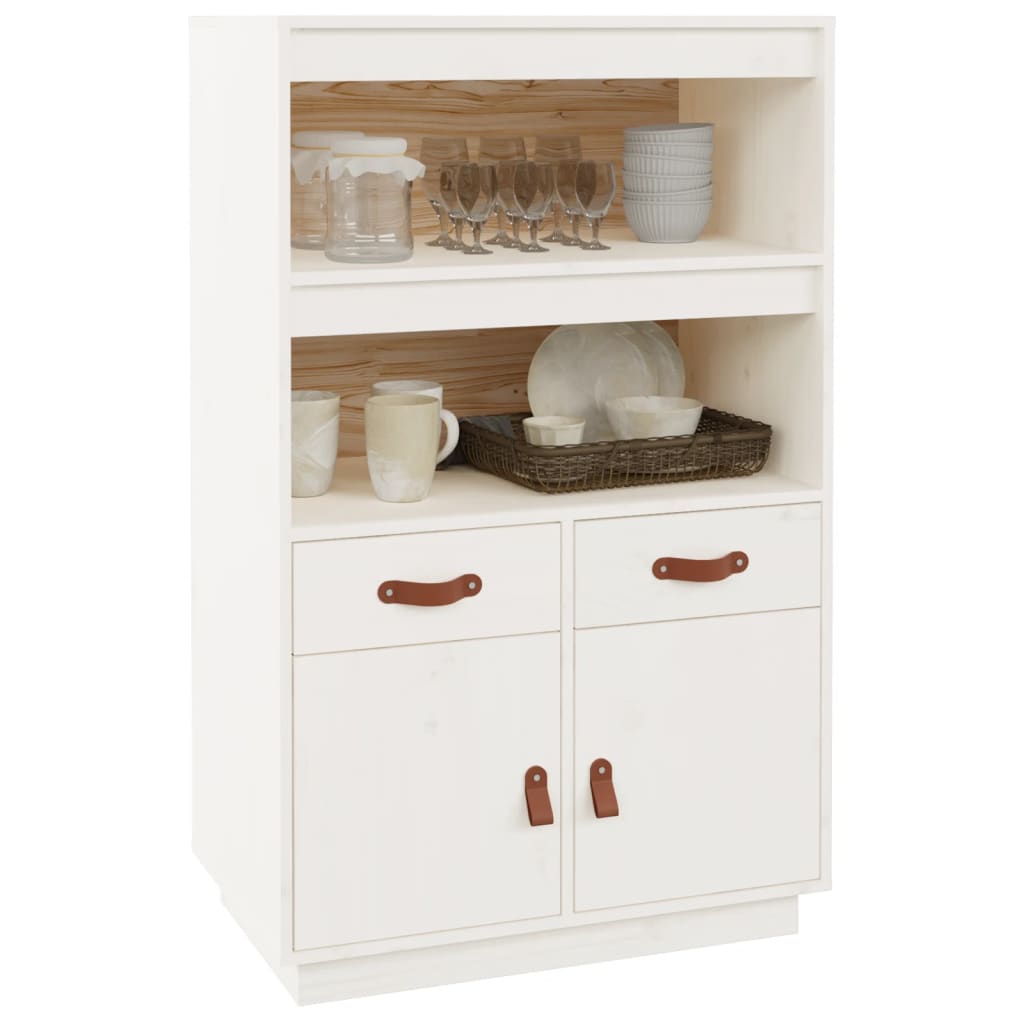 vidaXL Szafka, biała, 67x40x108,5 cm, lite drewno sosnowe