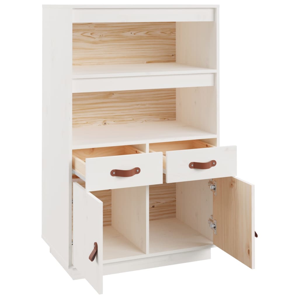 vidaXL Szafka, biała, 67x40x108,5 cm, lite drewno sosnowe