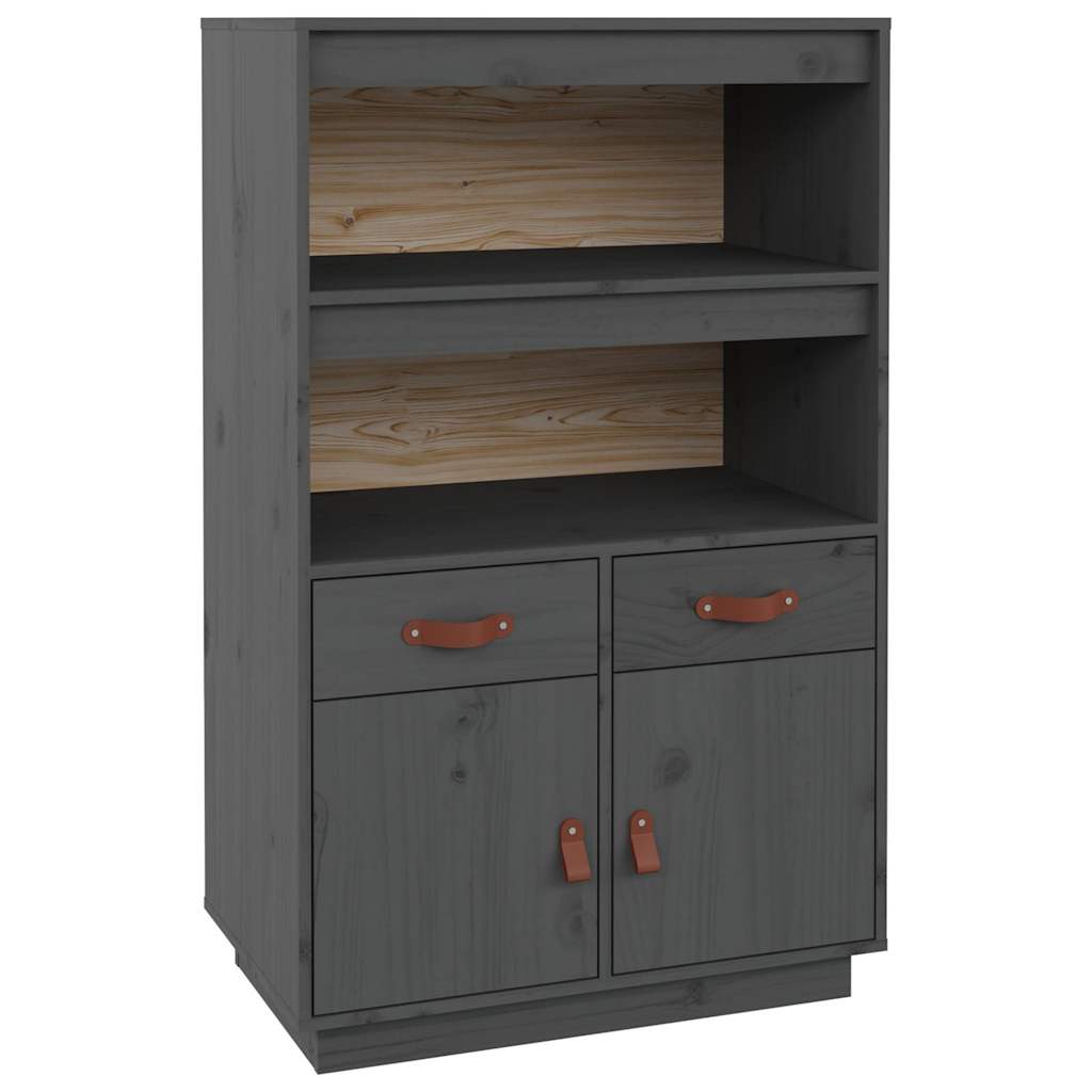 vidaXL Szafka, szara, 67x40x108,5 cm, lite drewno sosnowe