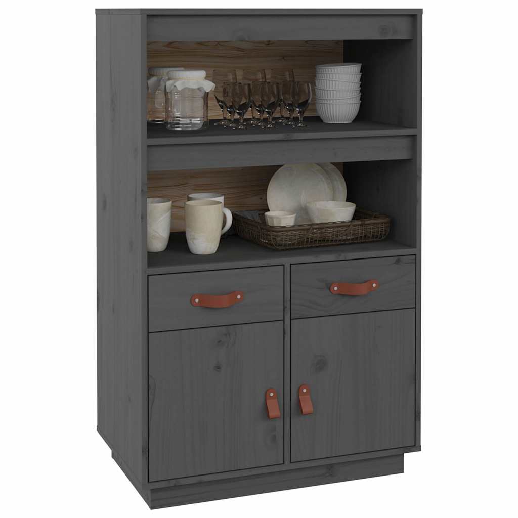 vidaXL Szafka, szara, 67x40x108,5 cm, lite drewno sosnowe